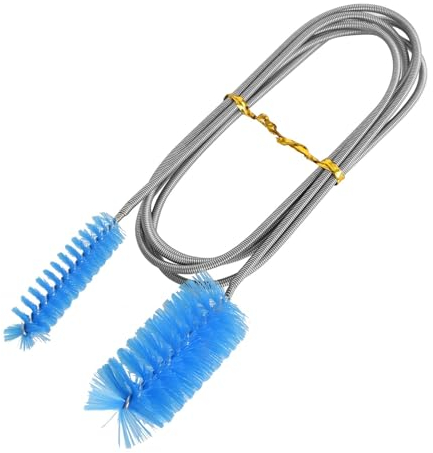 155cm Limpiador de Tuberías Largo, Cepillo de Limpieza Flexible de Nailon y Acero Inoxidable, Cepillo de Limpieza de Tubo Flexible para Limpiar el Interior de Tubos con Pequeñas Aberturas (Azul)
