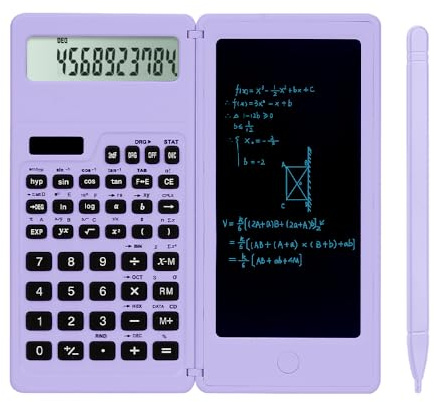 Scientific Calculators for high-School, LveSunny 10 Digits Digital with Erasable Writing Board Math Calculator for Middle School & College (Purple)
