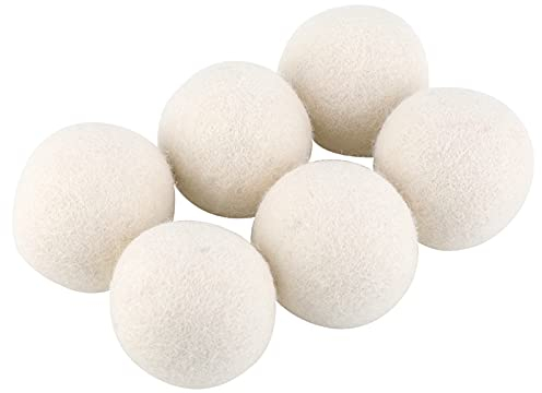 6Pcs 6cm Trocknerbälle aus Wolle, Trocknerbälle für Wäschetrockner, Wollbälle Trockenmittel Woll Weichspüler Bälle Wool für Daunen