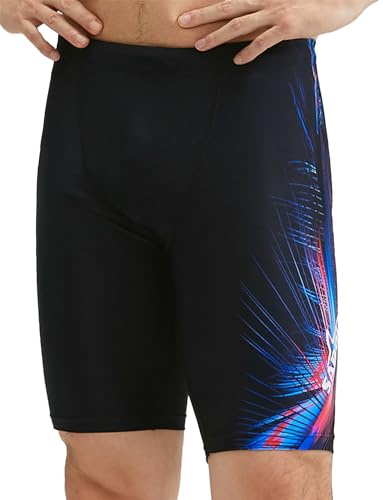 SEAUR Herr simjammer baddräkt herr snabbtorkande badshorts tävlingsbad jammer för män, stil 1, L