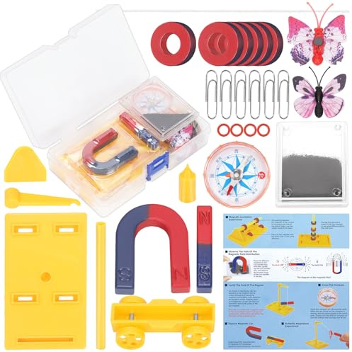 Rustark 30Pcs Science Magnet Kit Physics Electromagnet Experiment Set Labs Science Magnet Set Physics Science Magnet Kit Science Experiment Tools for Physics and Lab