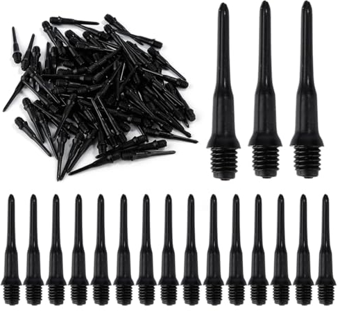 Tomedeks 50 Pièces Pointe Plastique Pour Flechette,Pointes,Pointe Flechette Plastique, Filetage 2Ba, Pointes De Fléchettes En Plastique Pour Fléchettes Électroniques, Pointe De Fléchette Souple(Noir)