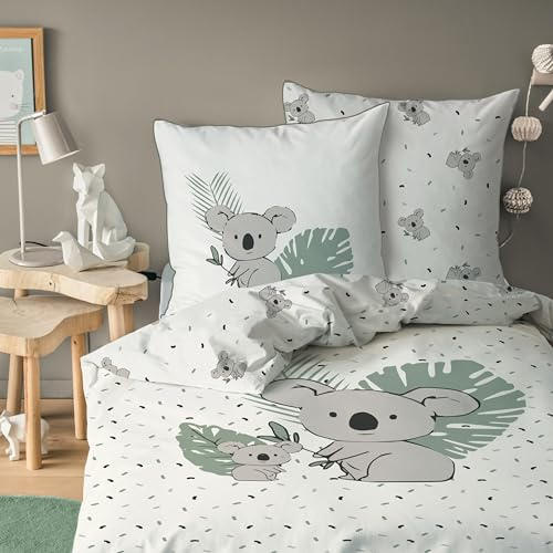 MTOnlinehandel Kinder Bettwäsche Set 135x200 80x80 cm · Koala, weich, hochwertig & hautfreundlich - Bettwäsche für Mädchen, Jungen · 100% Baumwolle