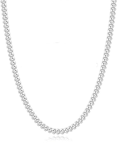Rajputana S925 Sterling Silber Plattiert 3mm/5mm Dicke Kubanische Kette für Männer Robuste Herren Silber Gold Kette Hypoallergene Kandare Halskette Schmuck für Männer 18/20/22/24 Zoll