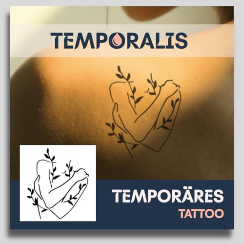 Fake Tattoo Körper – Temporalis® | Temporäre Tattoos für Erwachsene – EU-zertifizierte Kosmetik, vegan & wasserfest – Hält 1 bis 2 Wochen [ Selbstumarmung ]