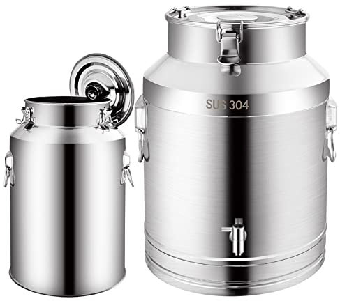 Fermenteur, 15L/20L/28L/35L Bidon de Stockage de Lait en Acier Inoxydable - Seau de Transport de Lait hermétique Seau à vin Réservoir d'eau avec Couvercle scellé en Silicone, Fournitures de