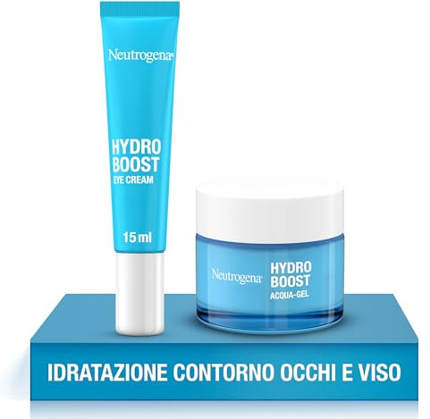 Neutrogena Hydro Boost Skincare Kit, Set skincare viso completo con Crema Idratante Viso Aqua-Gel 50 ml e Contorno Occhi Anti-Fatica 15 ml per una pelle idratata e luminosa – Kit Esclusiva Amazon