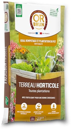 OR BRUN Terreau Horticole 20 litres : pour des Plantes en Pot Plus florissantes