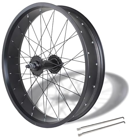 20“ Fat Bikes Rad 24/26x4.0'' Snow Bike Vorderrad Aluminium-Legierung Schnellspanner 135mm Vorderradnabe 6 Bolzen Scheibenbremse Vorderrad 36x14G Speichen(Black,26IN)