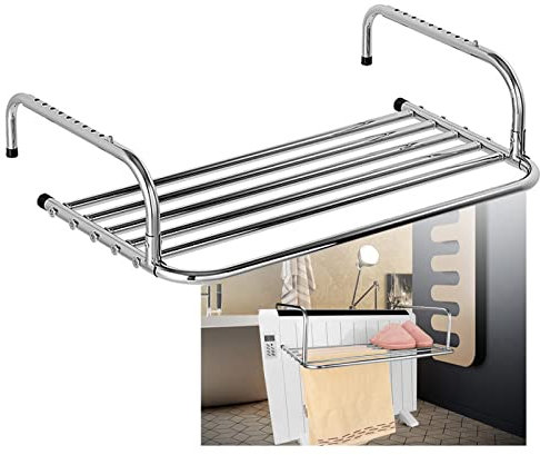 Tendedero portátil plegable para ropa sucia – Soporte de pared fuerte para barandillas de balcón y alféizar de la ventana – Estante de secado de ropa resistente (40 cm)