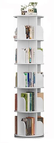 360° Drehbares Weißes Bücherregal Mehrschichtiger Aufbewahrungsorganisator Platzsparendes Design Für Zuhause Und Büro Weißes Bücherregal Für Bücher Und Dekoration(40X40X159CM)