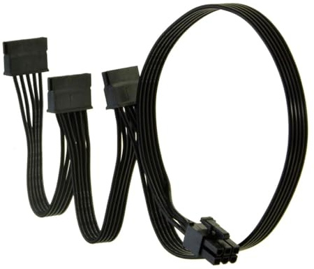 Gintai 6 Pin to 3 end X 15 Pin SATA Hard Disk Drive Power Adapter Cable for Seasonic Power Cable Connector Modular Power Source PCI-e