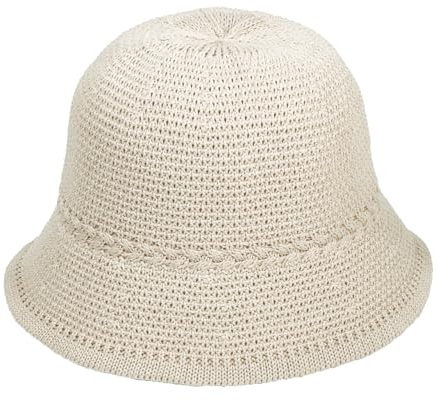 Manfnee Gewebter Strandhut Damen Sommer Knit Geflochtene Sonnenhut Stroh Fisherman Hut für Frauen