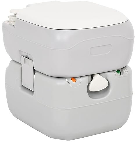 Xichuzi Inodoro de Camping portátil HDPE Gris y Blanco 22+12 L, WC Portatil, Inodoro Portatil, Potty Camper, WC Seco - 154405