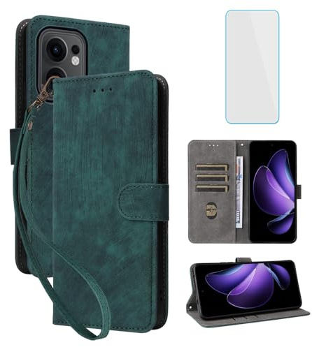 RFID Wallet Phone Case for OPPO Reno13 F 5G/Reno13 FS 5G Green | with Screen Protector,Leather Flip Cover,Card Slot,Kickstand,Mobile Phone Case for OPPO Reno 13F 13FS 13 F FS Reno13F 5G