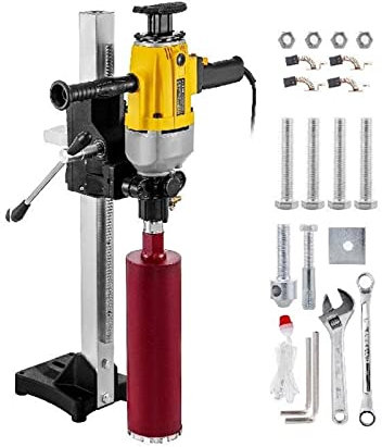 Diamond Core Drill Rig with Concrete Stand Base, 2180W High Power for Dry Wet Dual Use, Ideal for Masonry Rock Ceramic Drilling