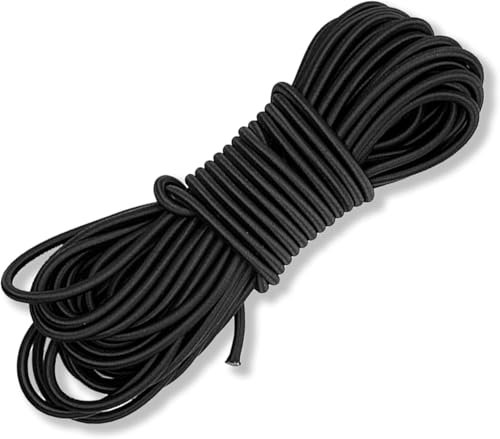 Corda elastica 10m, corda elastica 8 mm con 20 clip, cordino elastico e fascia nera, cavo elastico robusto per teloni, campeggio, giardino, rimorchi e uso esterno
