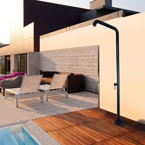Doccia Esterna in Piedi, Doccia a Bordo Piscina, Doccia da Giardino con soffione, Accessori per Doccia Esterna indipendenti per casa/Commerciale, Nero