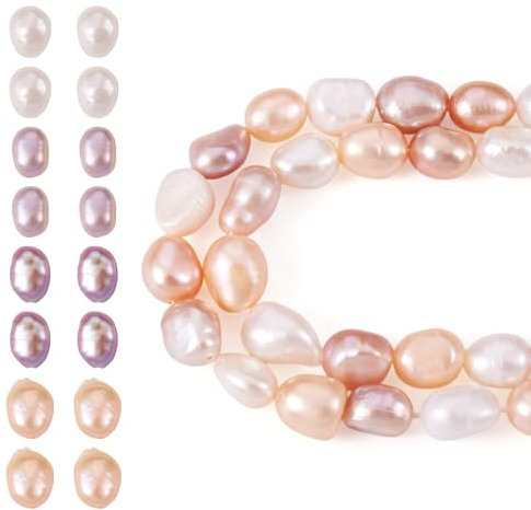 Cheriswelry 2 fili di perle d'acqua dolce coltivate naturali, 6 mm, lucide a forma di pepita centrale, distanziatori per gioielli fai da te, collane e orecchini