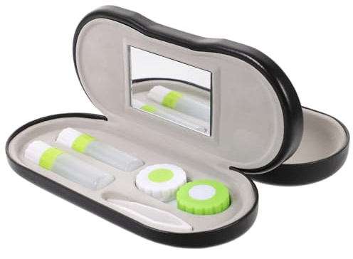 VALICLUD Lenses and Glasses Case Portable Black Compact Lens and Eyeglass Case Protective Travel Lens Kit Sturdy Vision Storage Suitable for Home and Travel Use