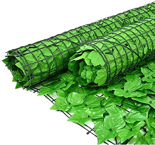 Enrejado de jardín con hojas artificiales, paneles de valla de privacidad de hiedra sintética de 0,5 x 3 m para exteriores, patio, decoración de patio trasero, pantalla verde para plantas de jardín