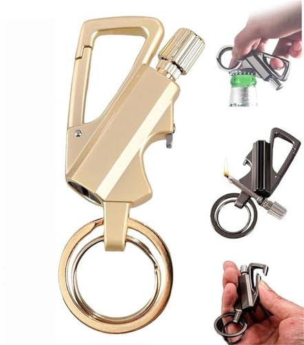 Briquet Match Infinity en métal, Porte-clés, Briquet Multifonction, décapsuleur, réutilisable, étanche, Coupe-Vent(Gold 1PC)