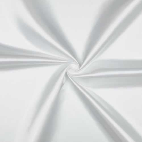 VmG-Store Tissu en satin - 2 m x 146 cm - Coupon - Pas vendu au mètre - Polyester soyeux - À coudre - Brillant - Pour vêtements, rideaux, costumes, robe pour femme - Jupe (002 blanc)