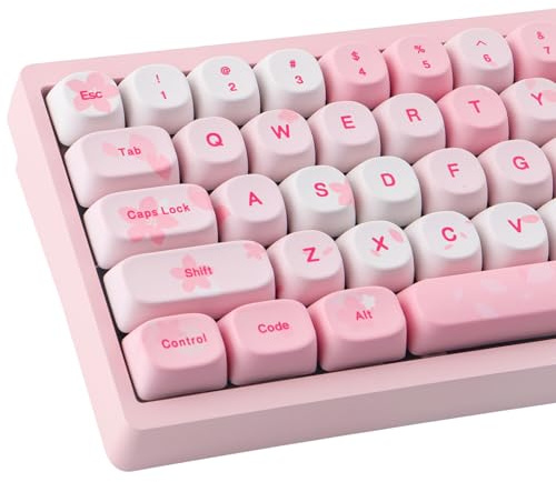 Tsungup MOA Keycaps Lot de 129 touches Sakura PBT personnalisées en forme de fleur de cerisier Sakura pour commutateurs MX