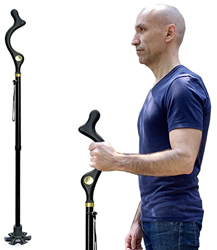 AOHHL gehstock Herren klappbar spazierstock Damen gehstöcke gehhilfe Stock Walking Stick Cane für senioren Erwachsene krücke leicht, Legierung (schwarz2)