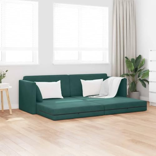 YuuSsea mörkgrön golvbäddsoffa, 213 x 76 x 77 cm sammet, vikbar, mångsidig loungemöbel för små rum