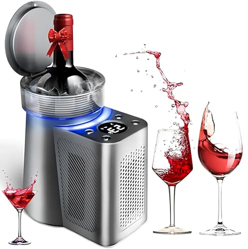 Wine Chiller Electric - Portable Rapid Single Bottle Champagne Cooler for 750ml Bottles - Quickly Chill Wine Effortlessly for Parties, Events, Home