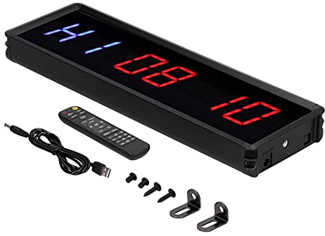 Aumotop Timer da Allenamento Cronometro Intervallo Timer Orologio LED per Palestra, 5 Funzioni, Comodo Telecomando, Ideale per Allenamenti Individuali di Fitness a Casa Materiale in Vetro Lucido