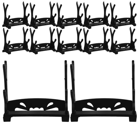Abaodam Présentoir de Couteaux et D'lames 12 Pièces en Plastique Noir, Support de Rangement Robuste, Étagère Multifonction pour Collection D'armes, Adapté pour Bureau, Salle de Jeux