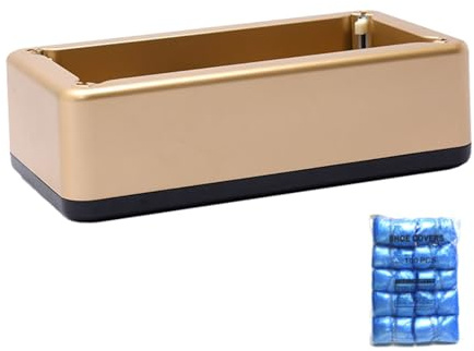 Skoöverdrag pump – automatisk stövelfoliemaskin silver, bärbart golvskydd + 100 engångsskydd, mekaniskt T-spännmekanism | för fastighetsbesiktningar och tandning, Guld, Siehe Beschreibung