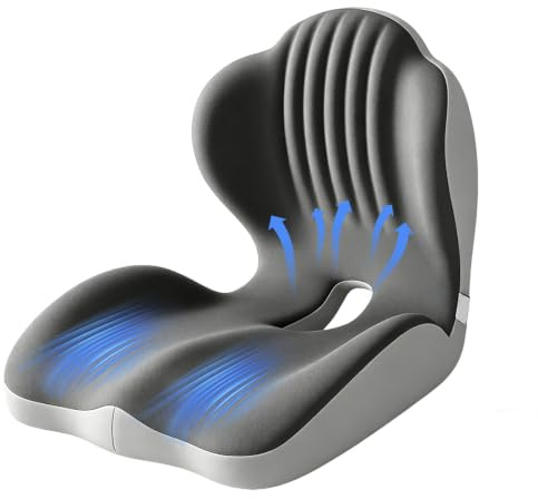 Ergonomic Memory Foam Seat Cushion, Car Seat Cushion, Coccyx Cushion | 2-in-1 Back Seat Cushion with Lumbar Support, Orthopedic Non Slip Breathable for Office Car Wheelchair Gaming & Dining Chairs