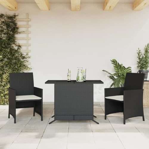 YunCangg 3-delat bistroset av poly rotting med bord och 2 stolar, inklusive avtagbara sittkuddar, väderbeständiga trädgårdsmöbelset för terrass, balkong, vinterträdgård, utrymmesbesparande och lätt