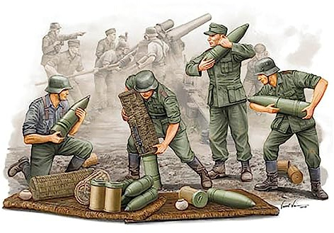 Trumpeter 00426 Modellbausatz German Field Howitzer Gun Crew on carrying