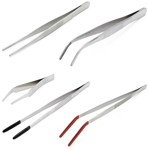 Terra Exotica Edelstahl Futterpinzette (abgewinkelt, 14 cm), Auswahl von 14-60cm - ab 3,49€ - Fütterungshilfe für Terrarien/Aquarien aus rostfreiem Edelstahl, Fütterung von Reptilien & Amphibien