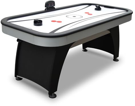 Hathaway Silverstreak 6 Ft Air Hockey Table for Home Game Room - With LED Scoring, High-Output Blower, Scratch-Resistant Surface, Strikers & Pucks - Black Finish