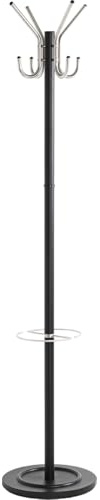 HAKU Golvställ rostfritt stål, svart, rostfritt stål, metall jackställ - Mått: H 182 cm x Ø 36 cm, Stil: Modern