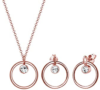 Elli Damen Schmuckset Kreis Cut Out Edel mit Kristalle