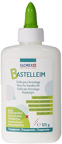 Glorex 6 8090 811 – Colla universale per bricolage, bottiglia da 125 g, senza solventi, lavabile, asciugatura trasparente, per tutti i materiali comuni