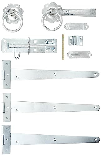 Merriway BH07088 Türbeschlag aus Holz, robust, 3 x 30,5 cm T-Scharniere, Brenton-Stil, Ringriegel & Beschläge, hell, verzinkt, 1 Stück, silberfarben
