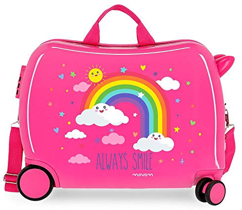 Enso Arcoiris Always Smile Maleta Infantil Rosa 50x39x20 cms Rígida ABS Cierre combinación 38L 2,1Kgs 4 Ruedas Equipaje de Mano