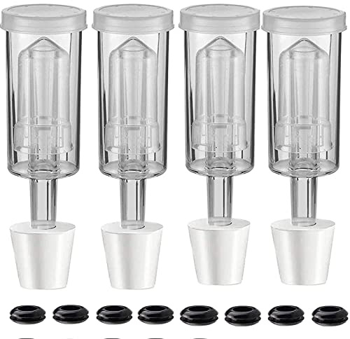 3-Piece Airlock 4 Pack with 4PCS #6 Stopper and 8PCS Grommets, Fermentation Airlock Beer Wine Kombucha Brewing Kit,Carboy Airlock FDA Transparency Upgraded