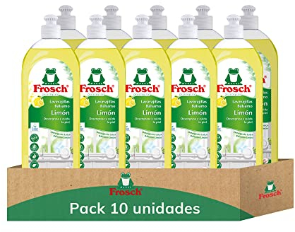 Frosch - Handspüler Flüssigkeit, Bio-Balsam Zitrone, entfettet und schützt die Haut, dermatologisch getestet - Packung mit 10 Stück x 750 ml