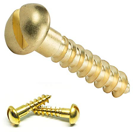 DUO ER 20pcs Solid Brass In-line Minus Round Head Chipboard Fasteners Slotted Drive Countersunk Head Wood Screw Furniture Accessories (Color : M2 x 16mm)