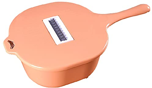 Gemüsehobel Verstellbar 4 in 1 Reibe für Gemüse mit Behälter Gemüseschneider aus Edelstahl Profi Multifunktions Mandoli Gemüsehobel Julienne Küchenhobel für Zwiebel Kartoffel Obstschneider,Orange