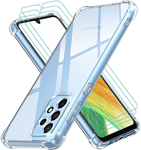 ivoler Klar Hülle für Samsung Galaxy A33 5G mit 3 Stück Panzer Schutz Glas, Dünne Weiche TPU Silikon Transparent Stoßfest Schutzhülle Durchsichtige Kratzfest Handyhülle Case