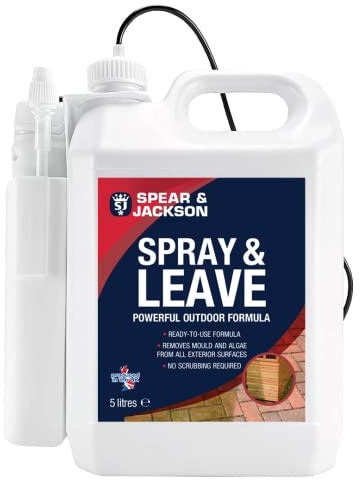 Spear And Jackson - Spray and Leave 5L Ready To Use - Mould Algae and Moss Remover - Incudes Battery Powered Sprayer